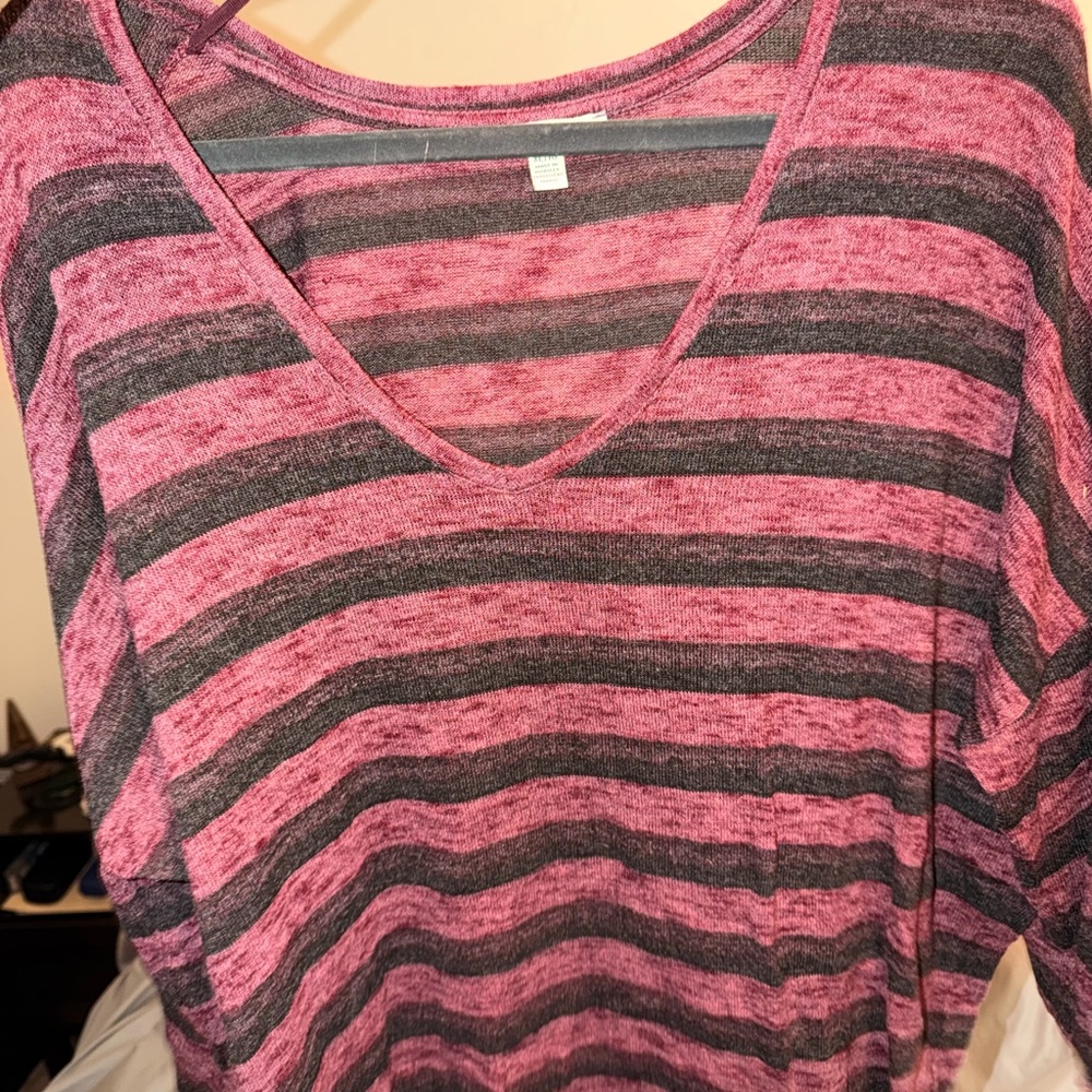 American Eagle Outfitters Maroon and Black Striped Top